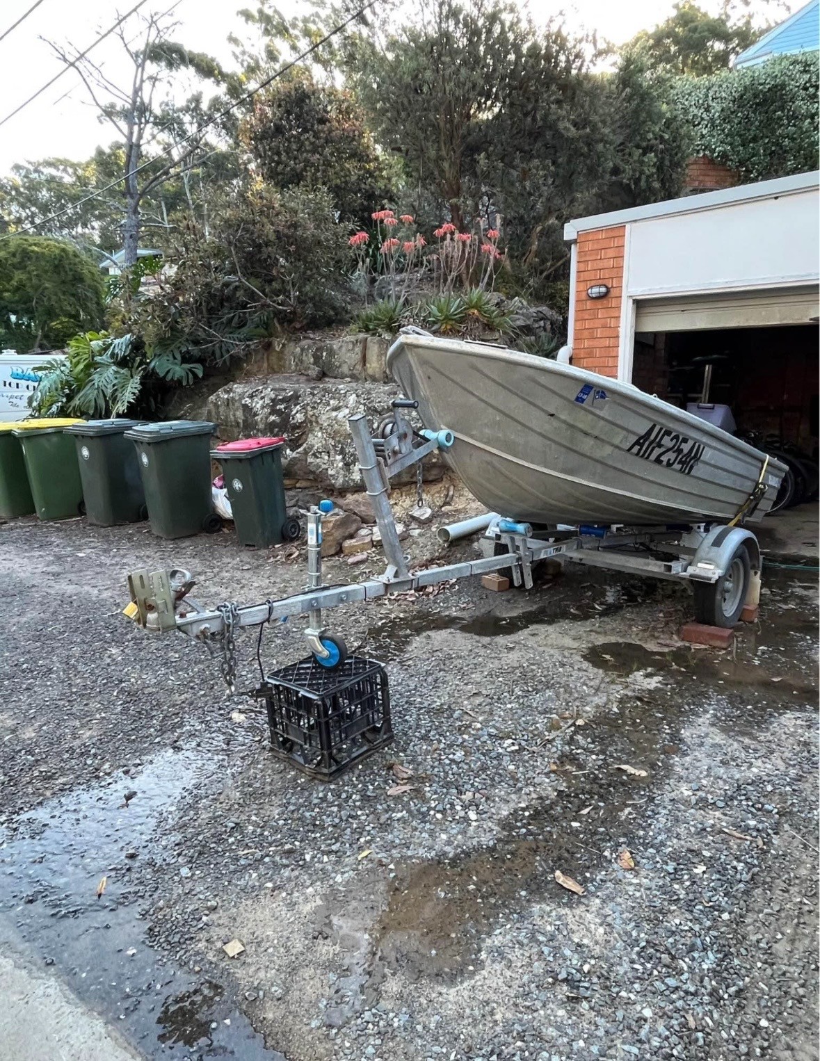 Aluminium tinnie (small row/jet boat) with trailer + outboard — pickup Pakenham