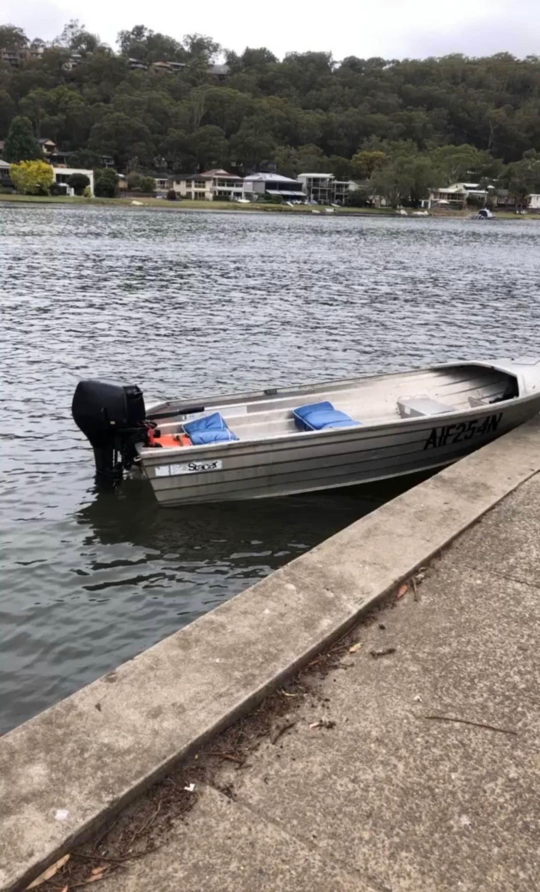 Aluminium tinnie (small row/jet boat) with trailer + outboard — pickup Pakenham