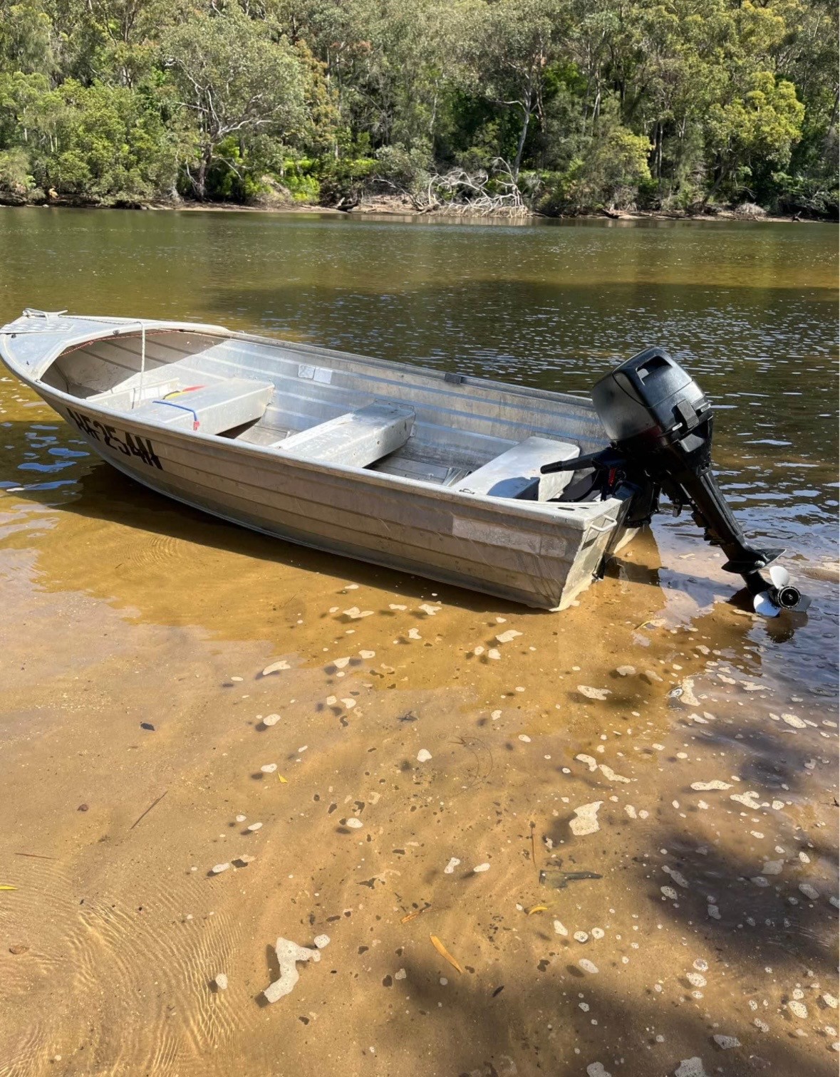 Aluminium tinnie (small row/jet boat) with trailer + outboard — pickup Pakenham